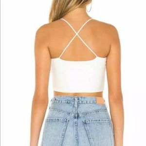 Superdown Estelle Knot Crop Top V-Wired Neckline Front Tie Solid White Sz Small
